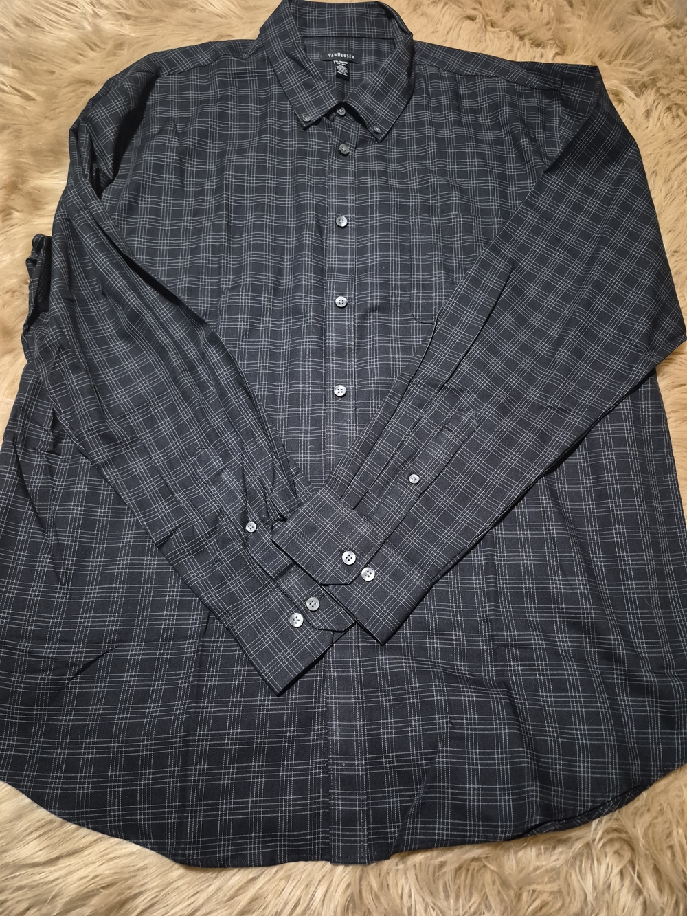 Van Heusen Checkered Collar Button Down Dress Shirt